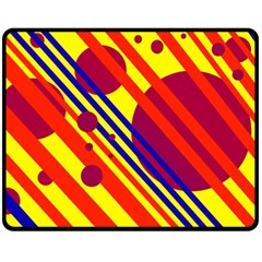 Hot Circles And Lines Double Sided Fleece Blanket (medium) 