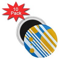 Blue, Yellow And White Lines And Circles 1 75  Magnets (10 Pack)  by Valentinaart