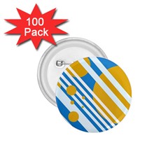 Blue, Yellow And White Lines And Circles 1 75  Buttons (100 Pack)  by Valentinaart