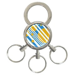 Blue, Yellow And White Lines And Circles 3-ring Key Chains by Valentinaart