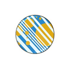 Blue, Yellow And White Lines And Circles Hat Clip Ball Marker by Valentinaart