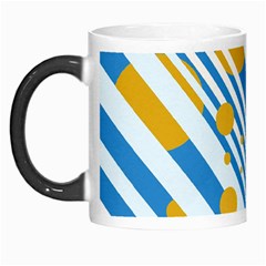 Blue, Yellow And White Lines And Circles Morph Mugs by Valentinaart