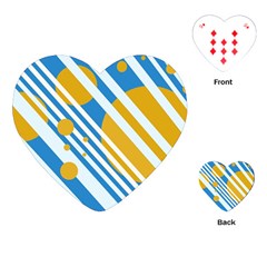 Blue, Yellow And White Lines And Circles Playing Cards (heart) 