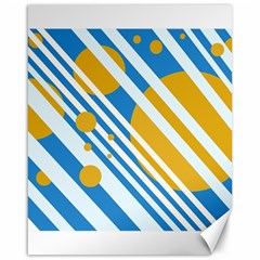 Blue, Yellow And White Lines And Circles Canvas 16  X 20   by Valentinaart