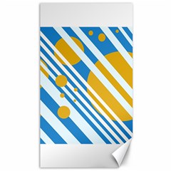 Blue, Yellow And White Lines And Circles Canvas 40  X 72  