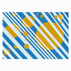 Blue, Yellow And White Lines And Circles Large Glasses Cloth (2-side) by Valentinaart