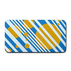 Blue, Yellow And White Lines And Circles Medium Bar Mats