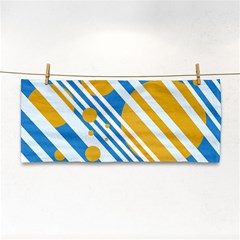 Blue, Yellow And White Lines And Circles Hand Towel