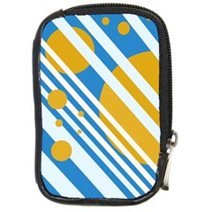 Blue, Yellow And White Lines And Circles Compact Camera Cases by Valentinaart