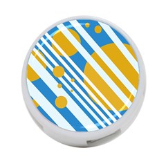 Blue, Yellow And White Lines And Circles 4-port Usb Hub (one Side) by Valentinaart