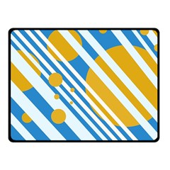 Blue, Yellow And White Lines And Circles Fleece Blanket (small)