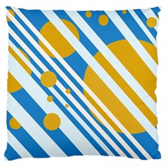 Blue, Yellow And White Lines And Circles Standard Flano Cushion Case (two Sides) by Valentinaart