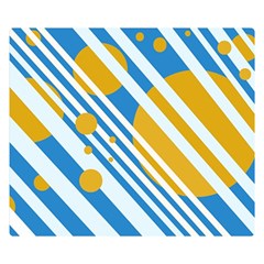 Blue, Yellow And White Lines And Circles Double Sided Flano Blanket (small) 