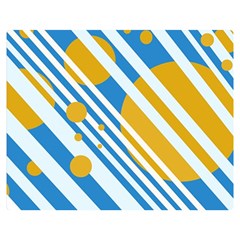 Blue, Yellow And White Lines And Circles Double Sided Flano Blanket (medium) 