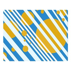 Blue, Yellow And White Lines And Circles Double Sided Flano Blanket (large) 