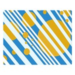 Blue, yellow and white lines and circles Double Sided Flano Blanket (Large)  Blanket Back