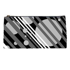 Gray Lines And Circles Pencil Cases by Valentinaart