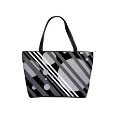 Gray Lines And Circles Shoulder Handbags by Valentinaart