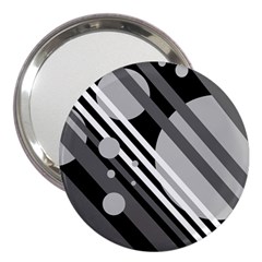 Gray Lines And Circles 3  Handbag Mirrors by Valentinaart