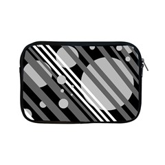 Gray Lines And Circles Apple Ipad Mini Zipper Cases by Valentinaart