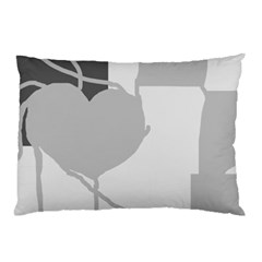 Gray Hart Pillow Case (two Sides)