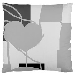 Gray Hart Large Cushion Case (one Side) by Valentinaart