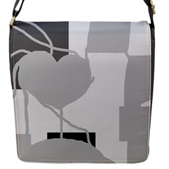 Gray Hart Flap Messenger Bag (s) by Valentinaart