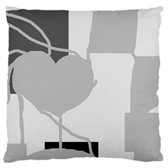 Gray Hart Large Flano Cushion Case (one Side) by Valentinaart