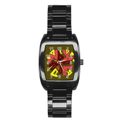 Abstract Design Stainless Steel Barrel Watch