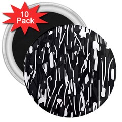 Black And White Elegant Pattern 3  Magnets (10 Pack)  by Valentinaart