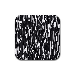 Black And White Elegant Pattern Rubber Coaster (square)  by Valentinaart