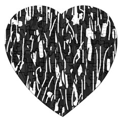 Black And White Elegant Pattern Jigsaw Puzzle (heart) by Valentinaart