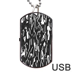 Black And White Elegant Pattern Dog Tag Usb Flash (one Side)