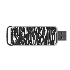 Black And White Elegant Pattern Portable Usb Flash (one Side)