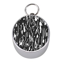 Black And White Elegant Pattern Mini Silver Compasses