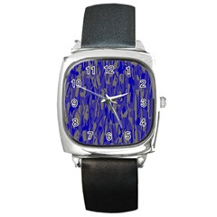 Plue Decorative Pattern  Square Metal Watch by Valentinaart