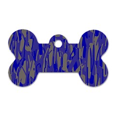 Plue Decorative Pattern  Dog Tag Bone (two Sides) by Valentinaart