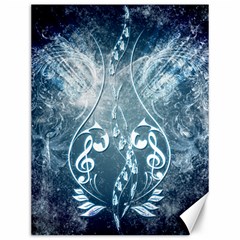 Music, Decorative Clef With Floral Elements In Blue Colors Canvas 12  X 16   by FantasyWorld7