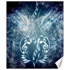 Music, Decorative Clef With Floral Elements In Blue Colors Canvas 20  X 24   by FantasyWorld7