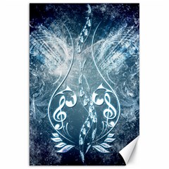 Music, Decorative Clef With Floral Elements In Blue Colors Canvas 20  X 30   by FantasyWorld7