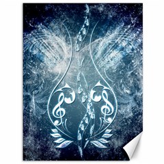 Music, Decorative Clef With Floral Elements In Blue Colors Canvas 36  X 48   by FantasyWorld7