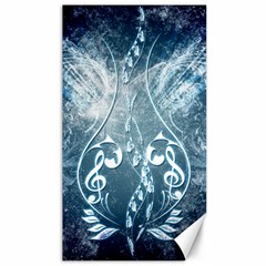 Music, Decorative Clef With Floral Elements In Blue Colors Canvas 40  X 72  