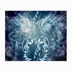 Music, Decorative Clef With Floral Elements In Blue Colors Small Glasses Cloth (2-side) by FantasyWorld7