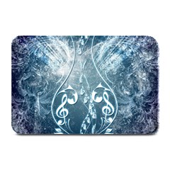 Music, Decorative Clef With Floral Elements In Blue Colors Plate Mats