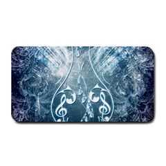 Music, Decorative Clef With Floral Elements In Blue Colors Medium Bar Mats