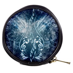 Music, Decorative Clef With Floral Elements In Blue Colors Mini Makeup Bags by FantasyWorld7