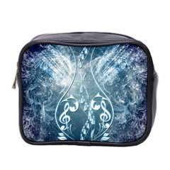 Music, Decorative Clef With Floral Elements In Blue Colors Mini Toiletries Bag 2-side by FantasyWorld7