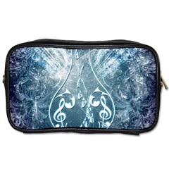 Music, Decorative Clef With Floral Elements In Blue Colors Toiletries Bags by FantasyWorld7