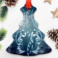 Music, Decorative Clef With Floral Elements In Blue Colors Ornament (christmas Tree)