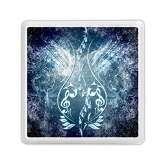 Music, Decorative Clef With Floral Elements In Blue Colors Memory Card Reader (square)  by FantasyWorld7